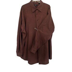 Roundtree Yorke Mens LS 3XLT Shirt Maroon Plaid‎ Button Down Easy Care